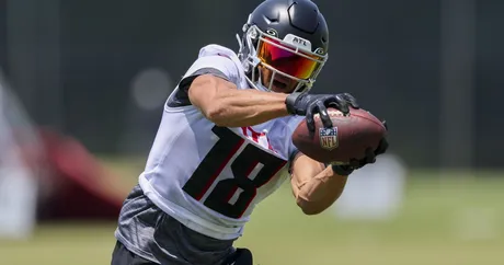 Atlanta Falcons wide receiver Frank Darby (88) works during the