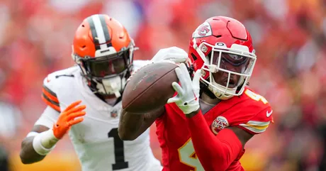 Kansas City Chiefs rookie WR Cornell Powell wearing No. 14 jersey