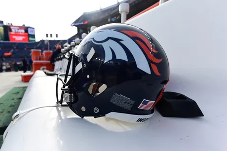 Denver Broncos running back Tyler Badie (36) celebrates a