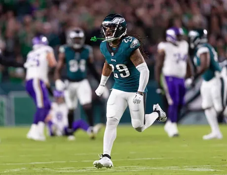 Josh Jobe of the Philadelphia Eagles looks on against the