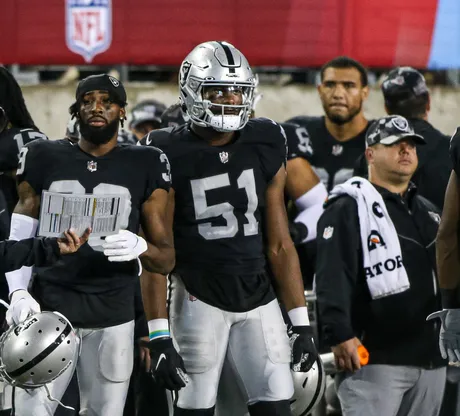 Las Vegas Raiders defensive end Malcolm Koonce (51) plays against the New  England Patriots during an NFL preseason football game, Friday, Aug. 26,  2022, in Las Vegas. (AP Photo/John Locher Stock Photo - Alamy