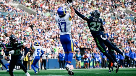 Seattle Seahawks kicker Jason Myers (5) walks off the field during the NFL  football team's training camp, Wednesday, July 26, 2023, in Renton, Wash.  (AP Photo/Lindsey Wasson Stock Photo - Alamy