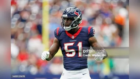 Houston Texans linebacker Blake Cashman (53) looks to defend