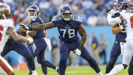 Tennessee Titans offensive tackle Dillon Radunz (75) blocks during an NFL  football game against the Washington Commanders, Sunday, October 9, 2022 in  Landover. (AP Photo/Daniel Kucin Jr Stock Photo - Alamy