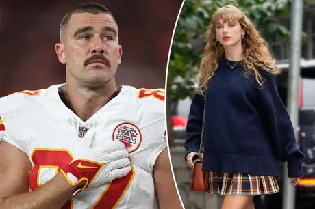 Chiefs star Travis Kelce is seen entering back door of New Jersey hotel  'after hanging with Taylor Swift in Manhattan' ahead of Jets game