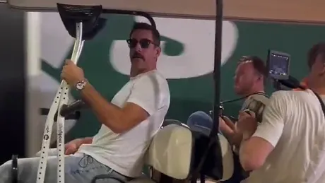 Aaron Rodgers At MetLife Stadium Riding Golf Cart Ahead Of 'SNF'