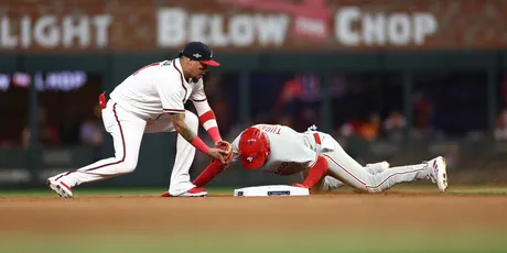 Bryce Harper laughs last as Phillies smash six homers against Braves to  take command of NLDS - The Boston Globe