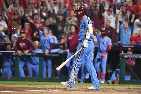 Bryce Harper gives everyone a scare, narrowly avoids injury in first-base  collision